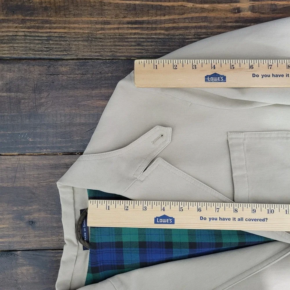 Lands End Mens Sport Coat Blazer Three Button Beige Cotton Surgeon Cuff Size 38R